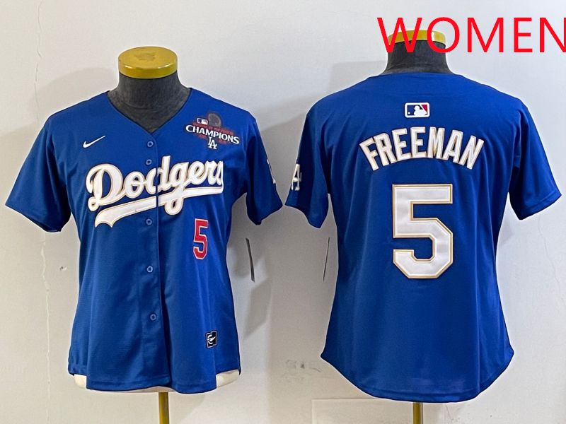 Women Los Angeles Dodgers #5 Freeman Blue Gold Game 2025 Nike MLB Jersey style 5->youth mlb jersey->Youth Jersey